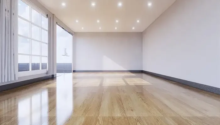 empty room interior with wooden floor wall 3d rendering min